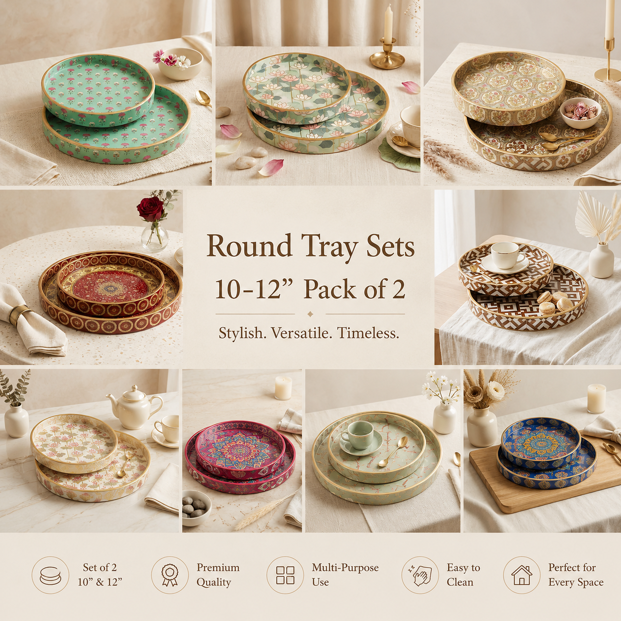Wooden Round Tray sets