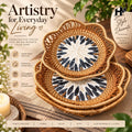 Rattan Cane tray set of 3
