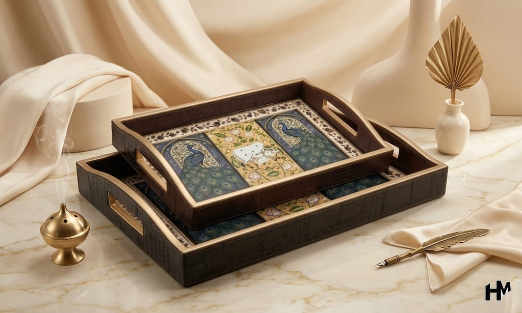 Leatherite Enamel Tray set