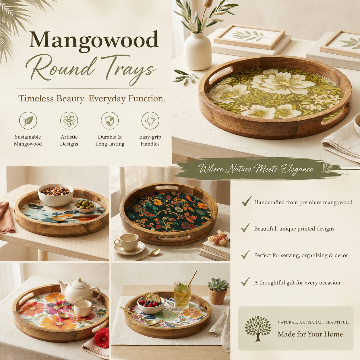 Mangowood Round Trays