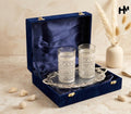 Royal Silver Tumbler & Tray Set with Velvet Gift Box