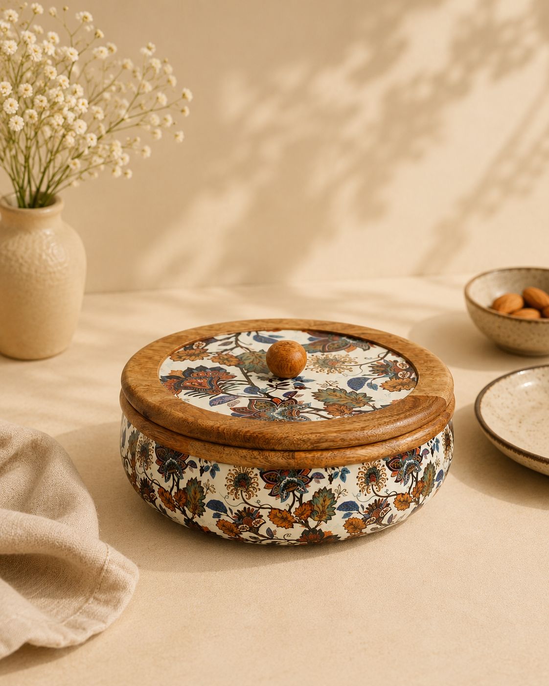 Rustic Charm Mango Wood Roti Box