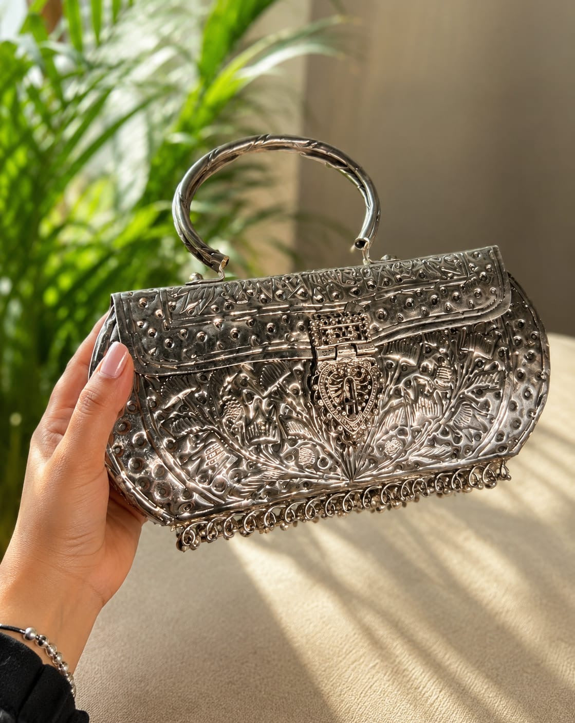 Mystic Silver Luxe Clutch