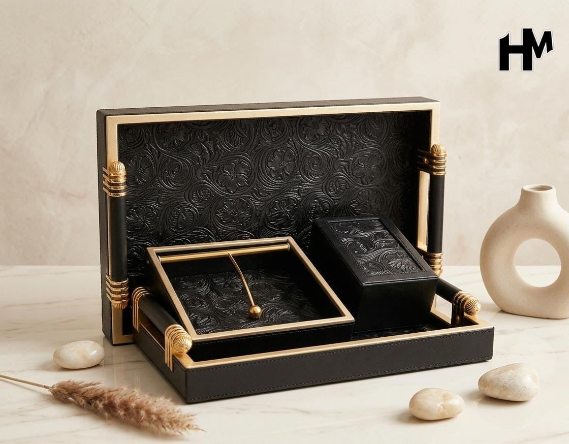 Etched Leatherite Tray Combo