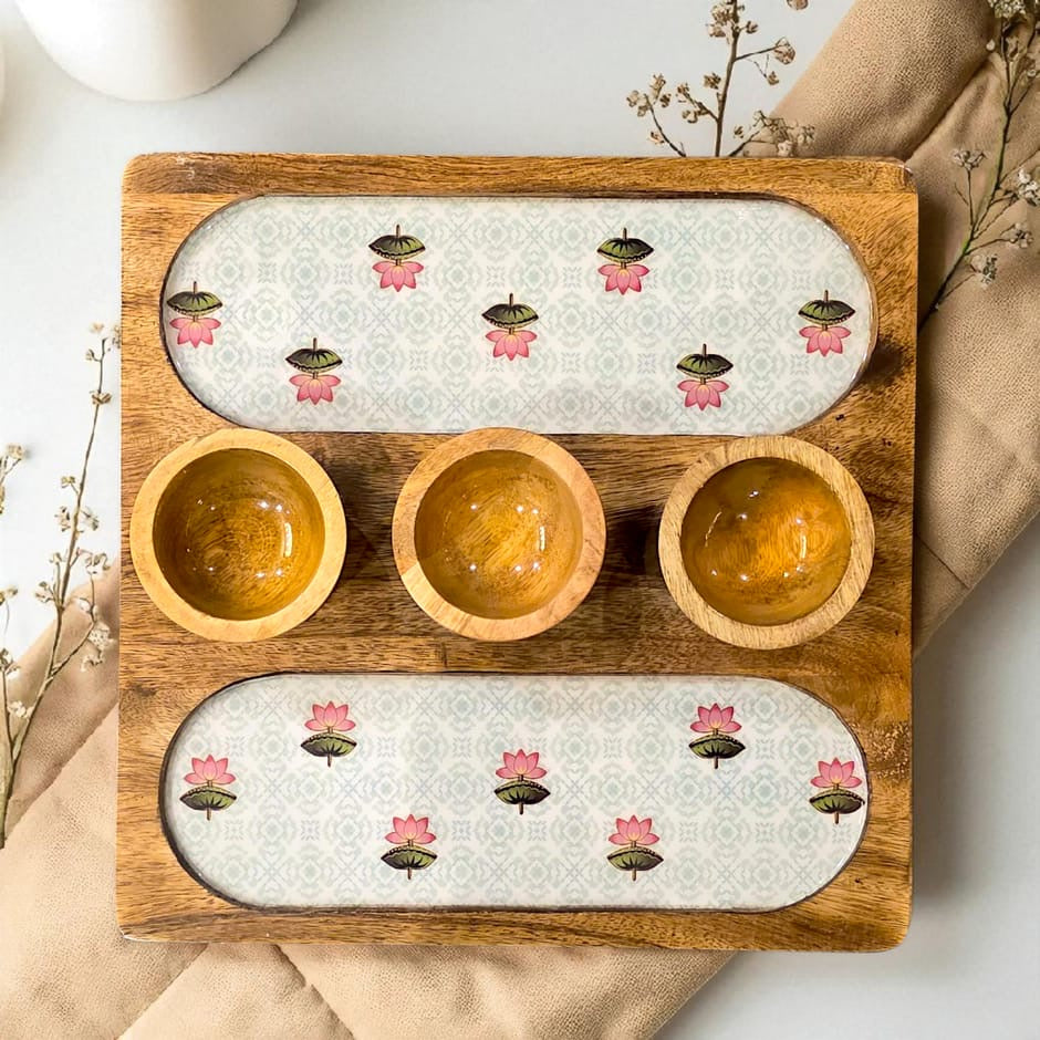Mangowood Three bowl platters