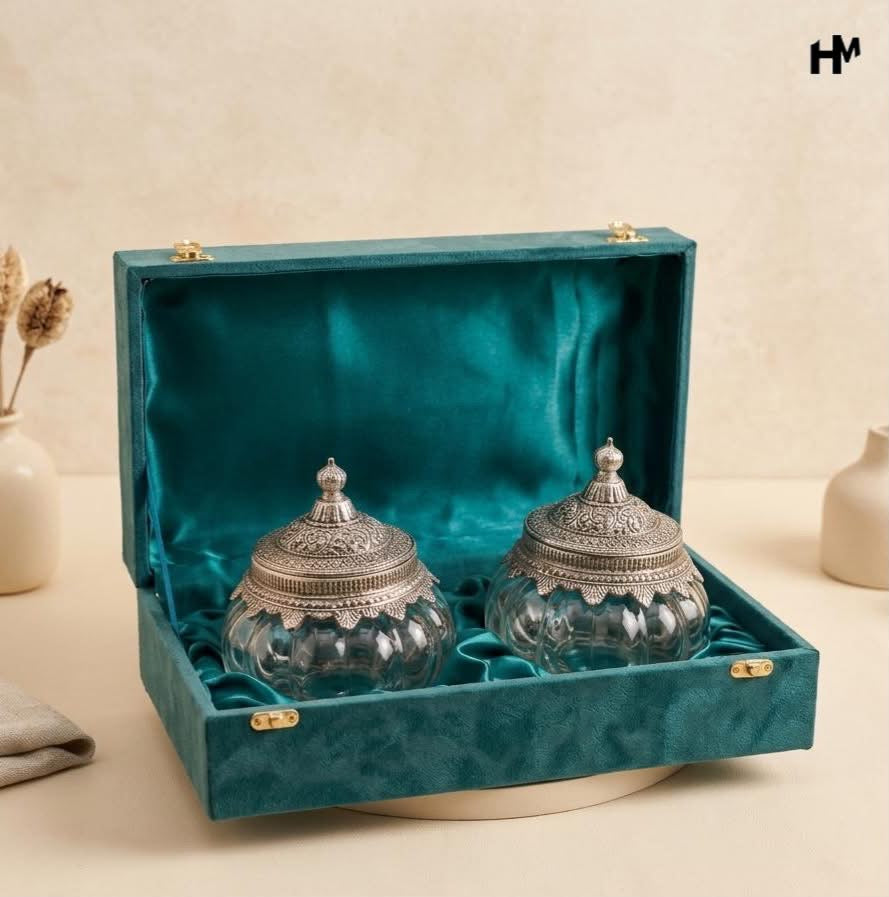Royal Heirloom Dry Fruit Jars Set of 2 with Velvet Gift Box