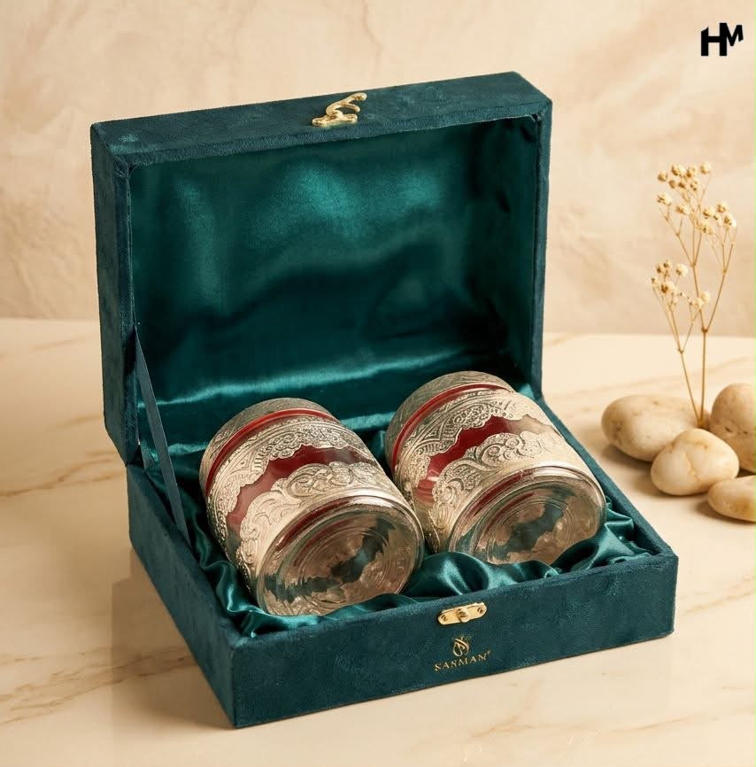Royal Crimson Jar Set of 2 with Velvet Gift Box