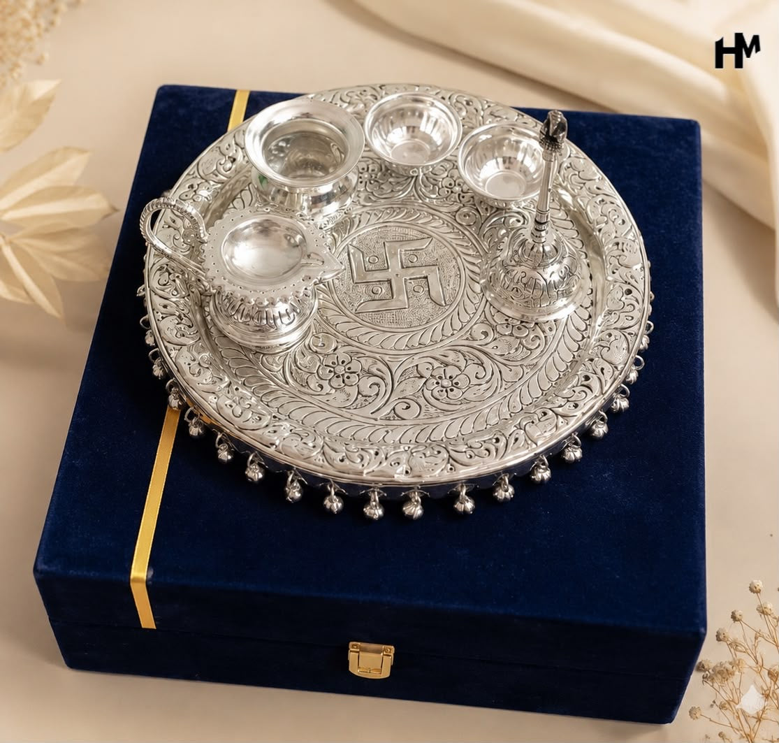 German Silver Pooja Thali set
