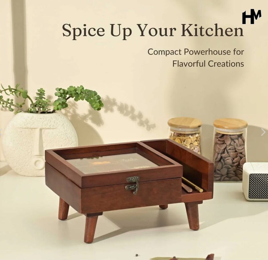 Sheesham Wood Spice Organizer Box