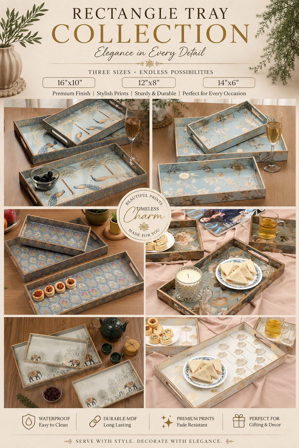 Mystic Rectangle Serving Tray Set