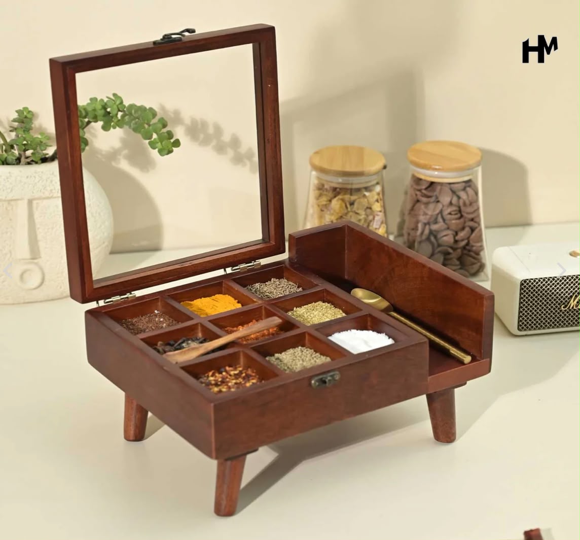 Sheesham Wood Spice Organizer Box