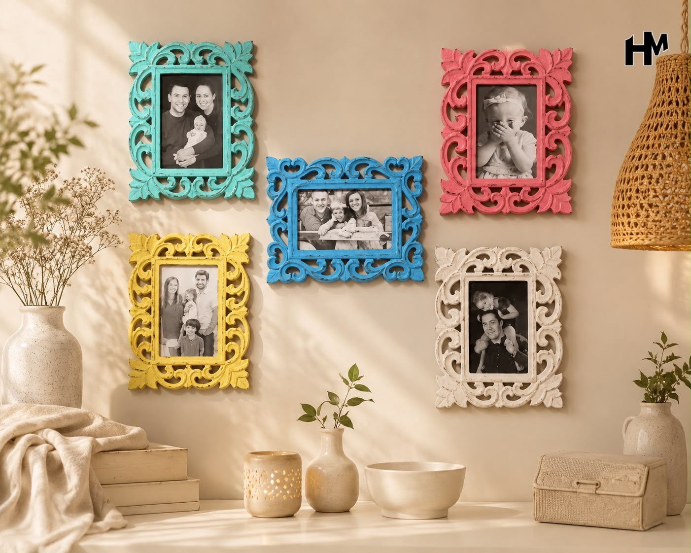 Wooden Wall Frames - Pack of 5