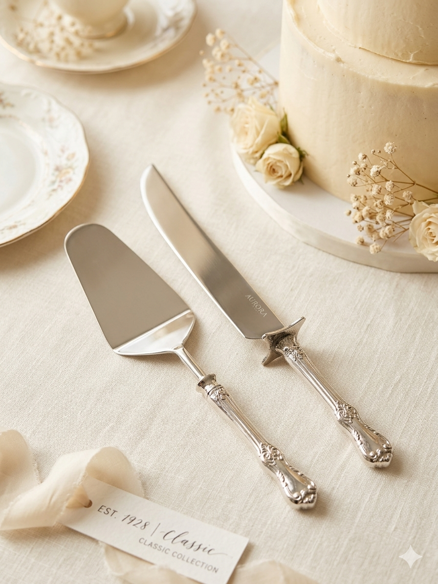 Silver Luxe Cake Servers