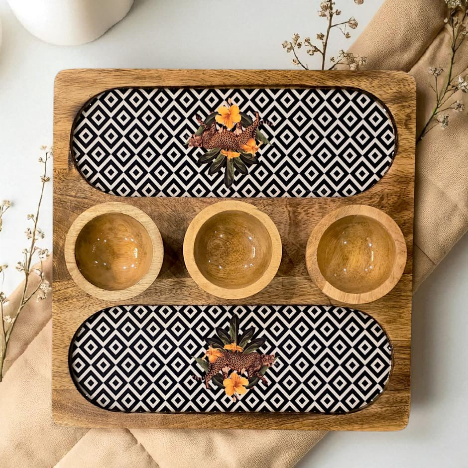 Mangowood Three bowl platters