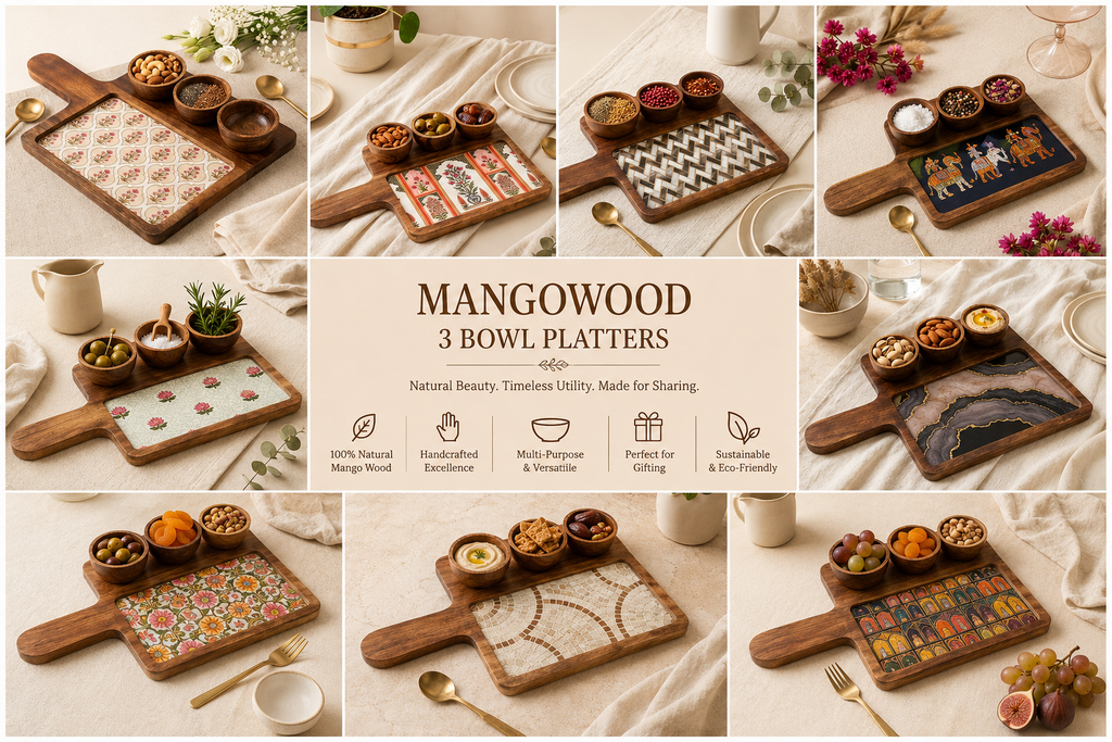 Mangowood Three Bowl Platters