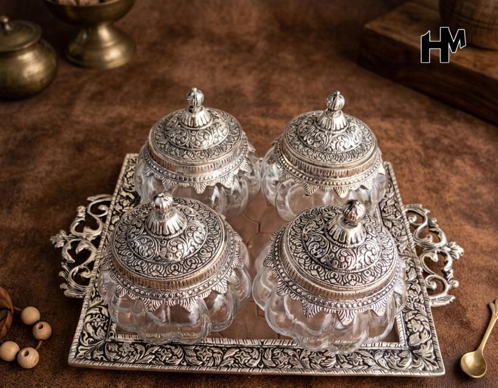 Royal Feast Condiment Set with Tray – Set of 4