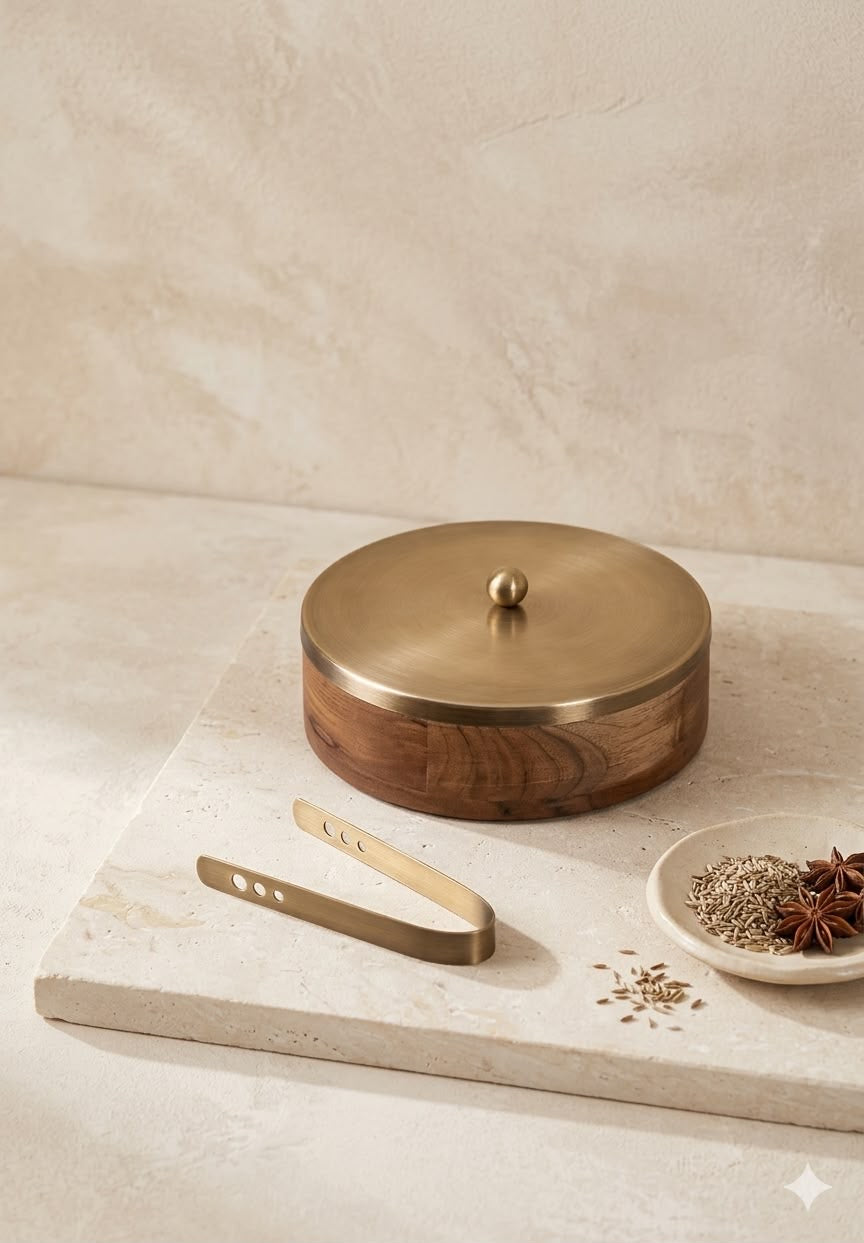 Mangowood Roti box with Tongs