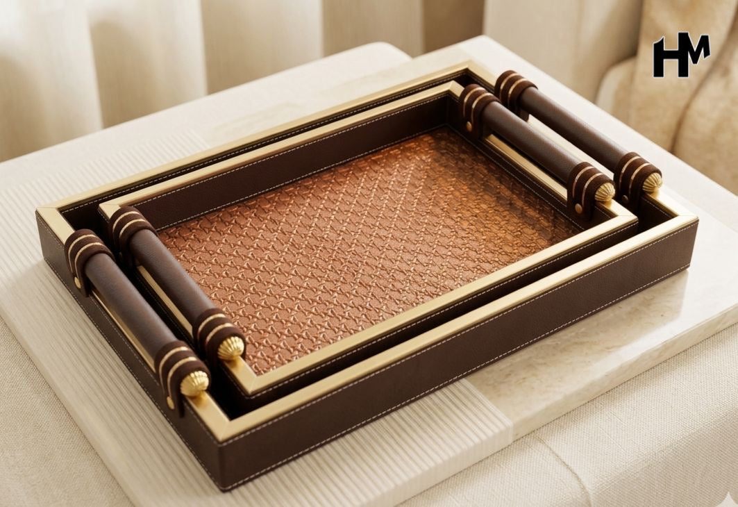 Leatherite Tray Set of 2