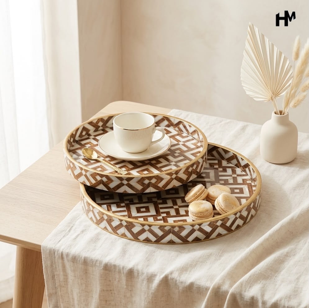 Wooden Round Tray sets