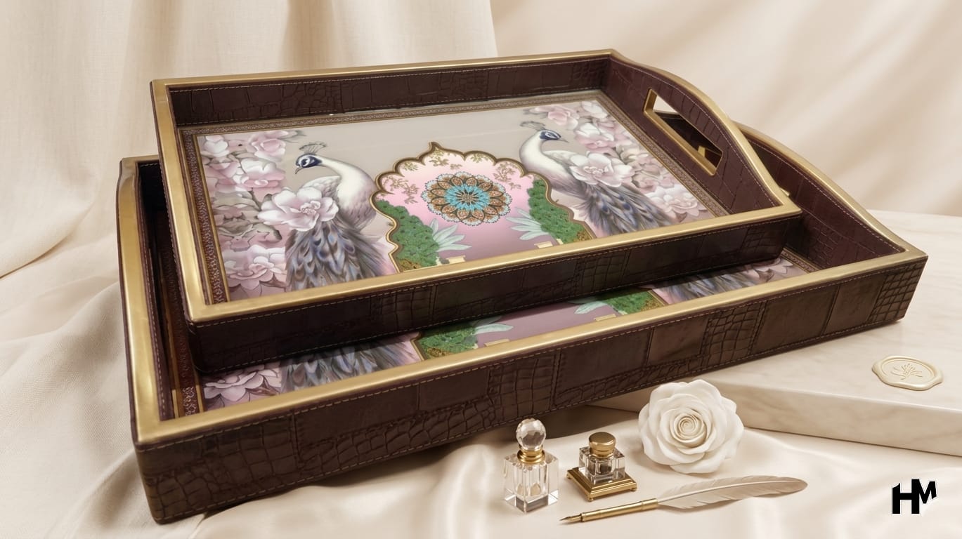 Leatherite Enamel Tray set