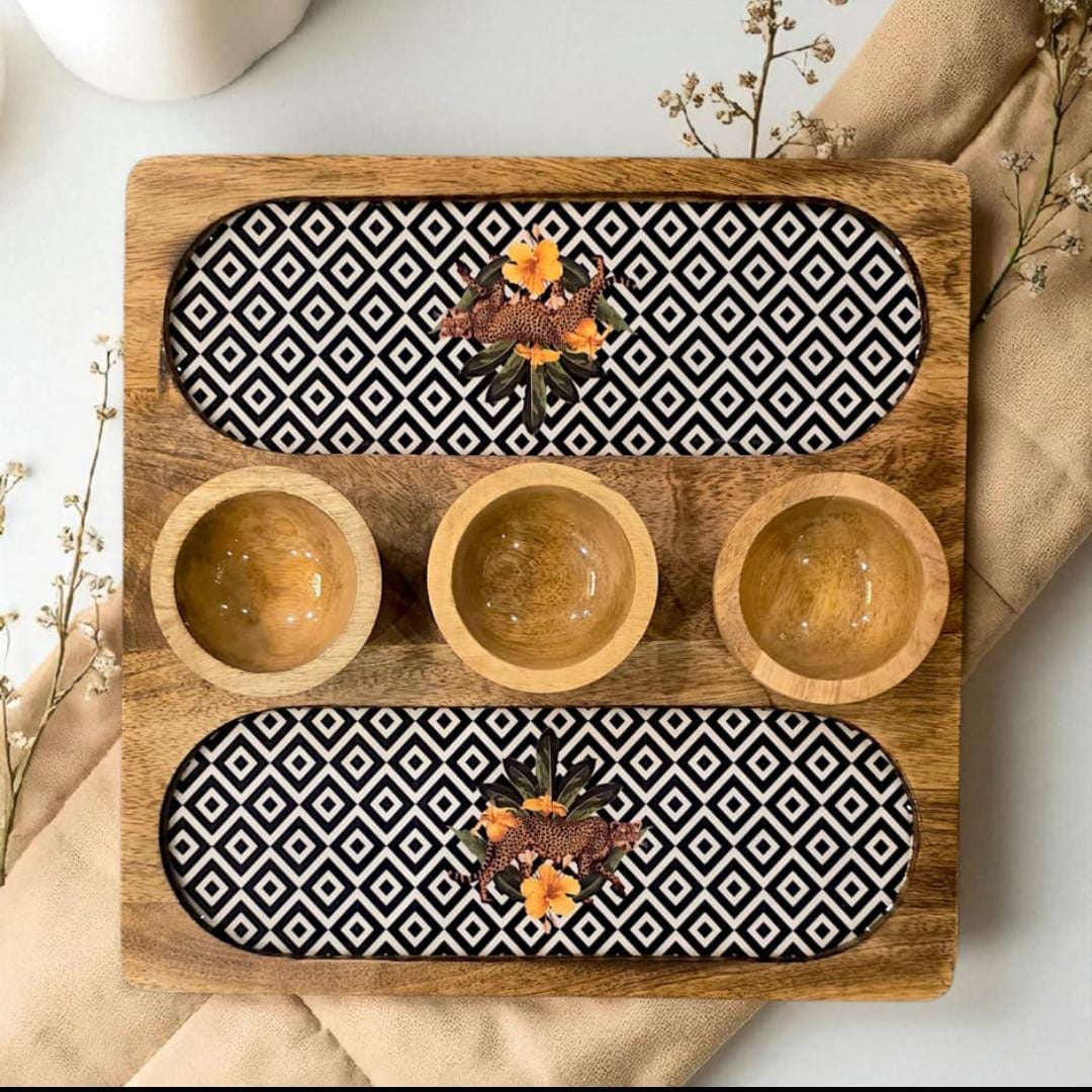 Mangowood Three bowl platters