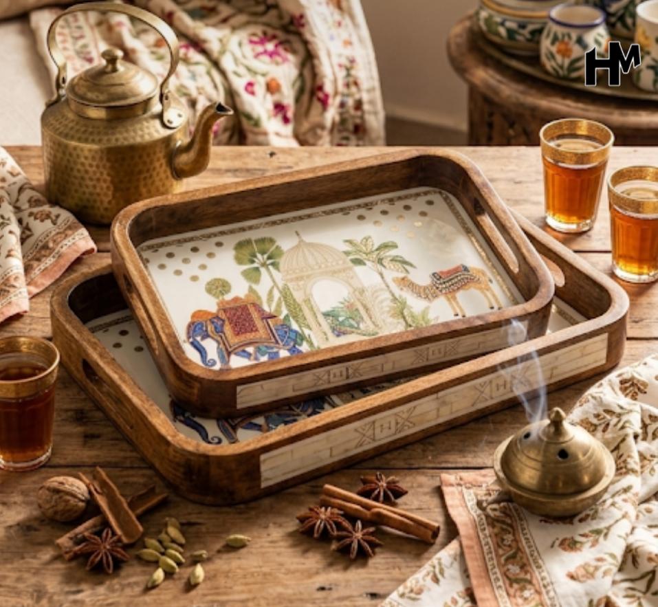 Heritage Mangowood Tray Set (Set of 2)