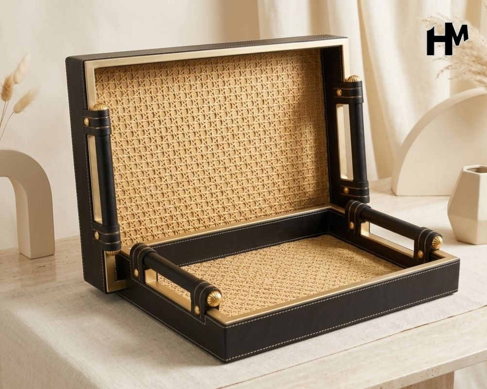 Leatherite Tray Set of 2