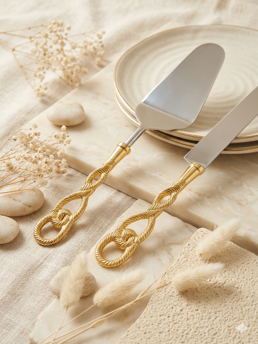 Golden Knot Cake servers