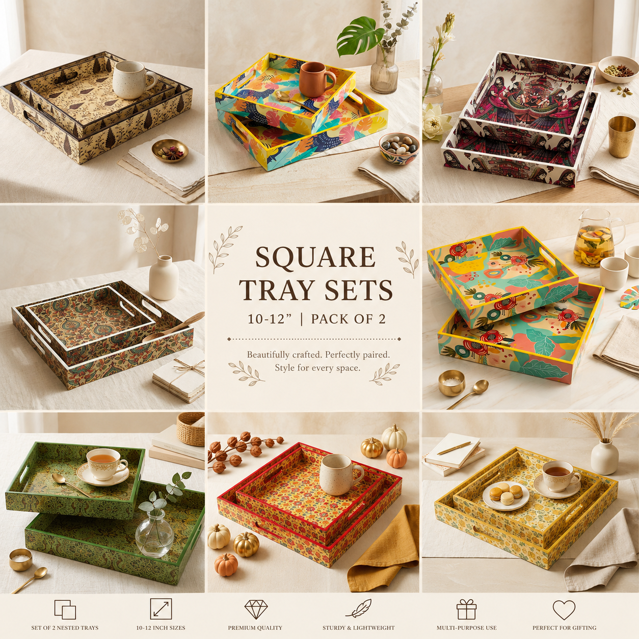 Wooden Square Tray sets