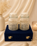 Silver Filigree Storage Jars Set of 2 with Velvet Gift Box