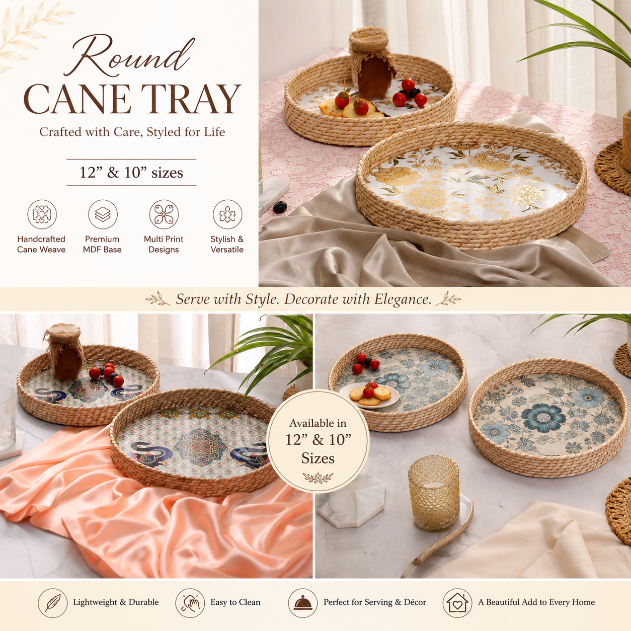 Mystic Woven Cane Tray Set
