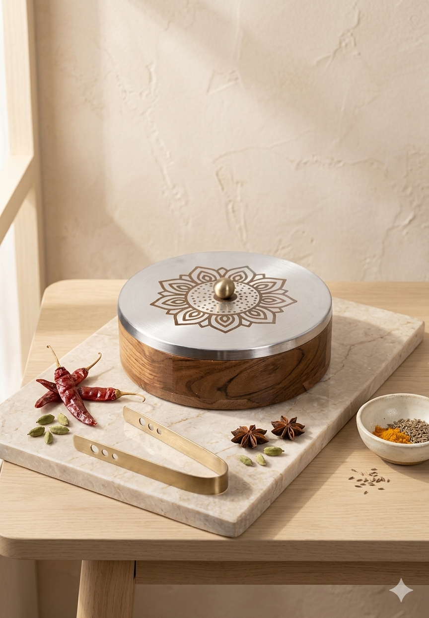 Mangowood Roti box with Tongs