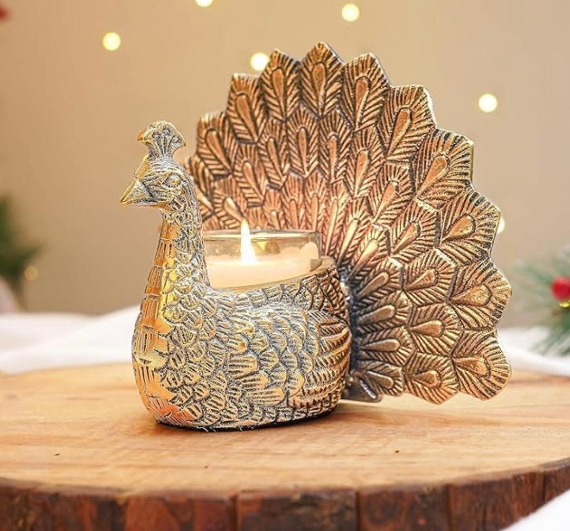 German silver Peacock Candle Holder