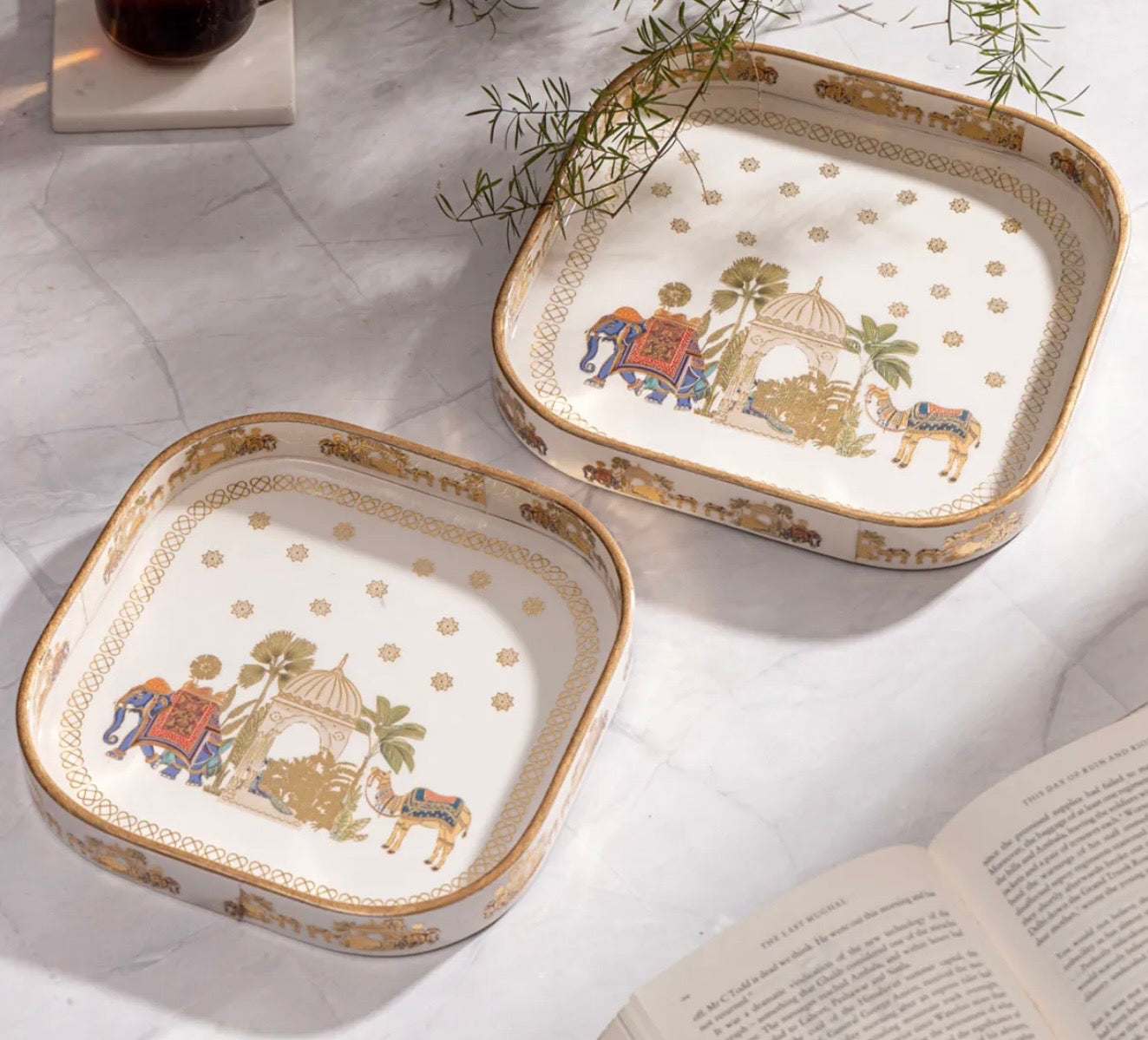 Mystic Curve Square Serving Tray Set