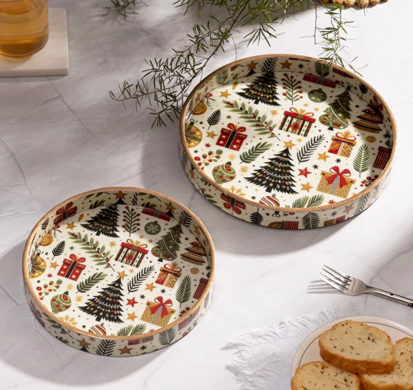 Mystic Round Serving Tray Set
