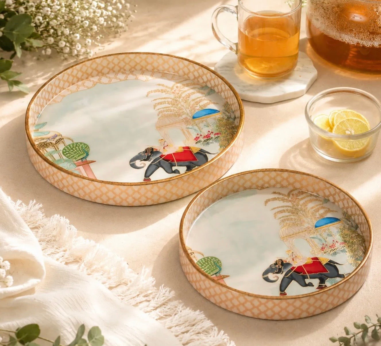 Mystic Round Serving Tray Set