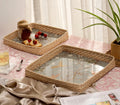 Mystic Woven Square Cane Tray Set