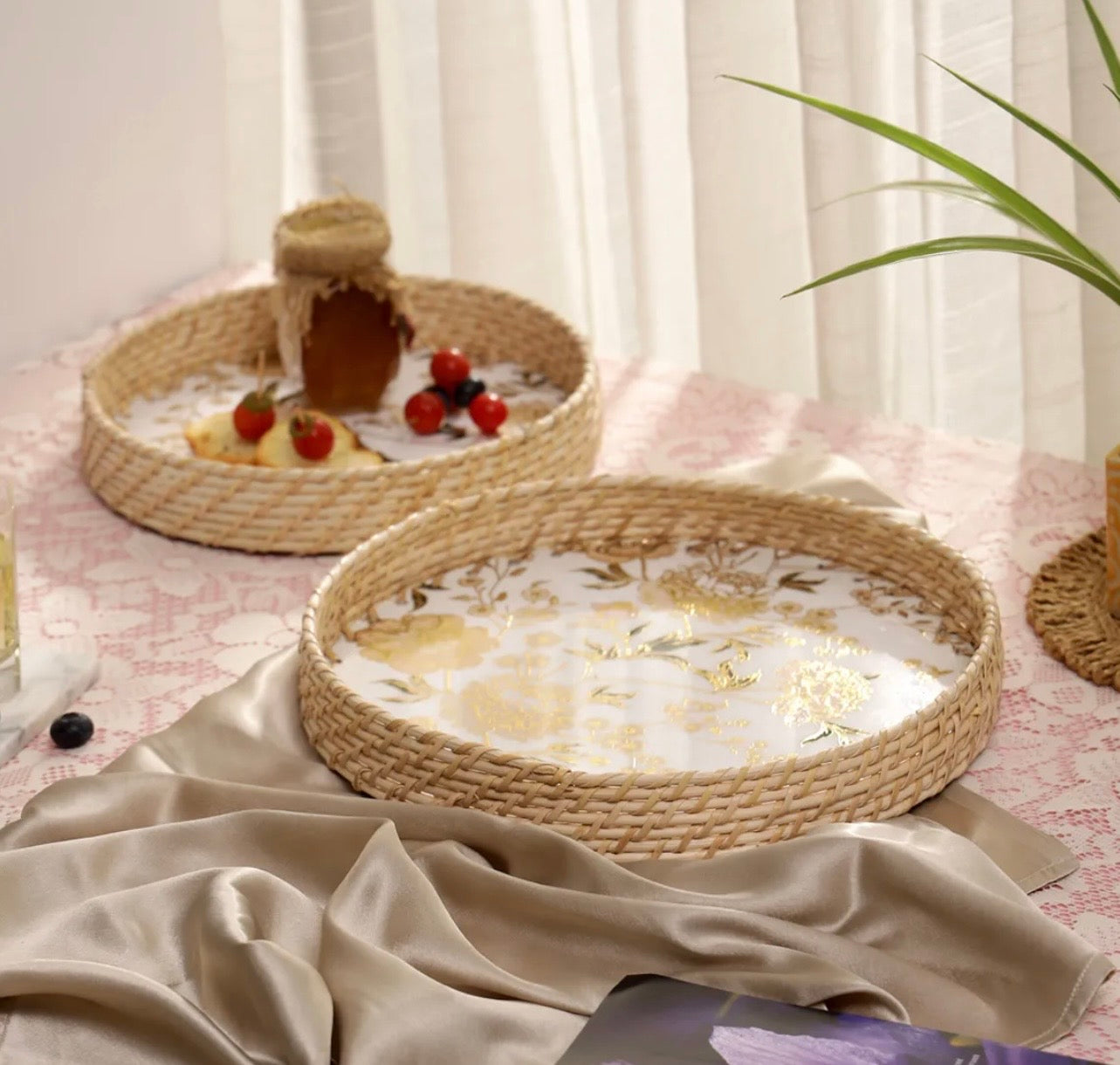 Mystic Woven Cane Tray Set