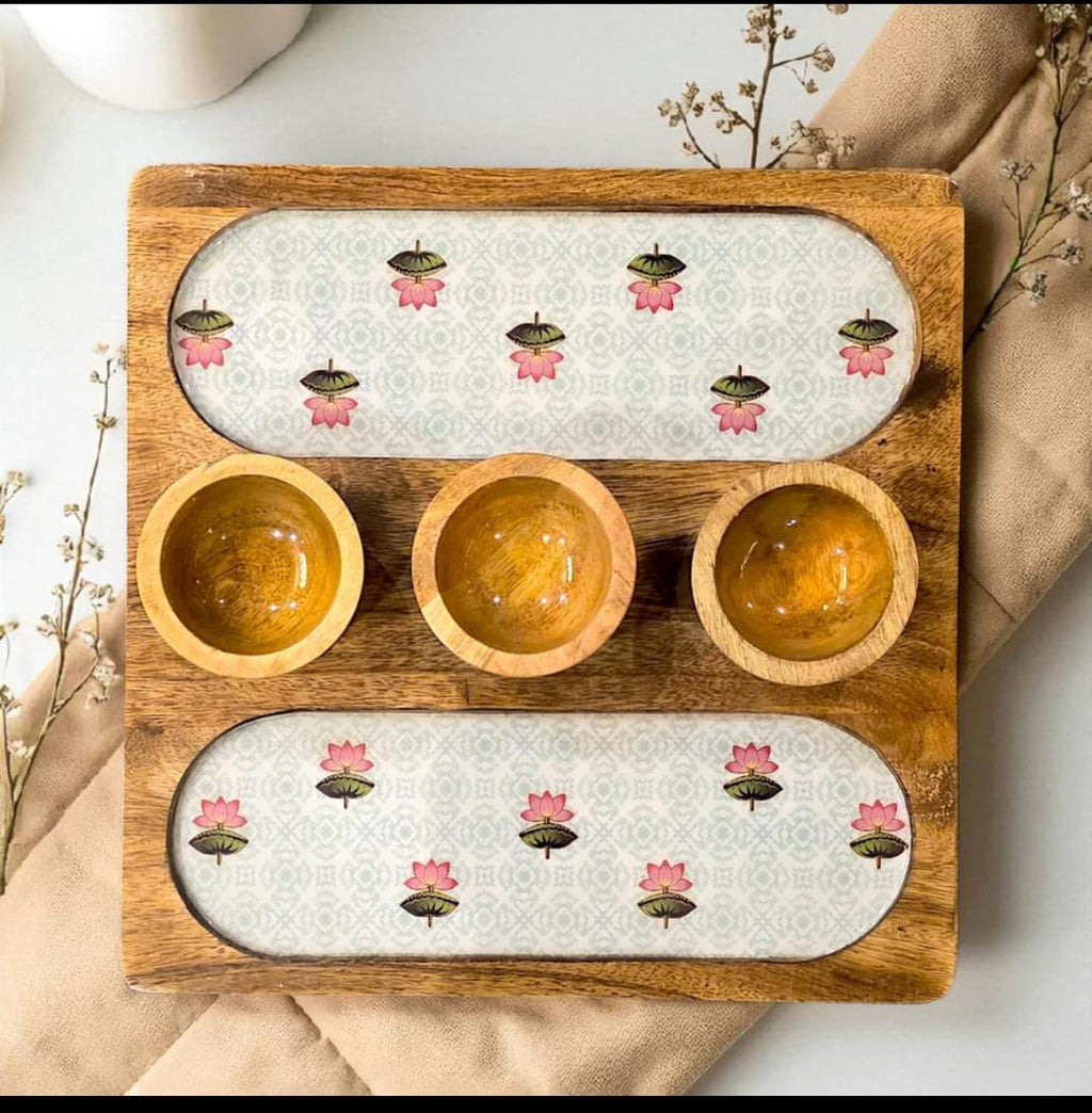 Mangowood Three bowl platters