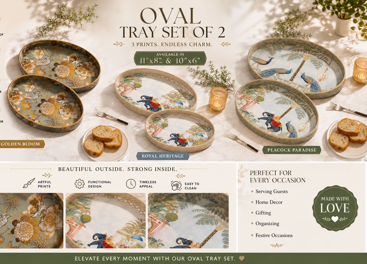 Mystic Oval Serving Tray Set