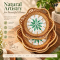 Rattan Cane tray set of 3