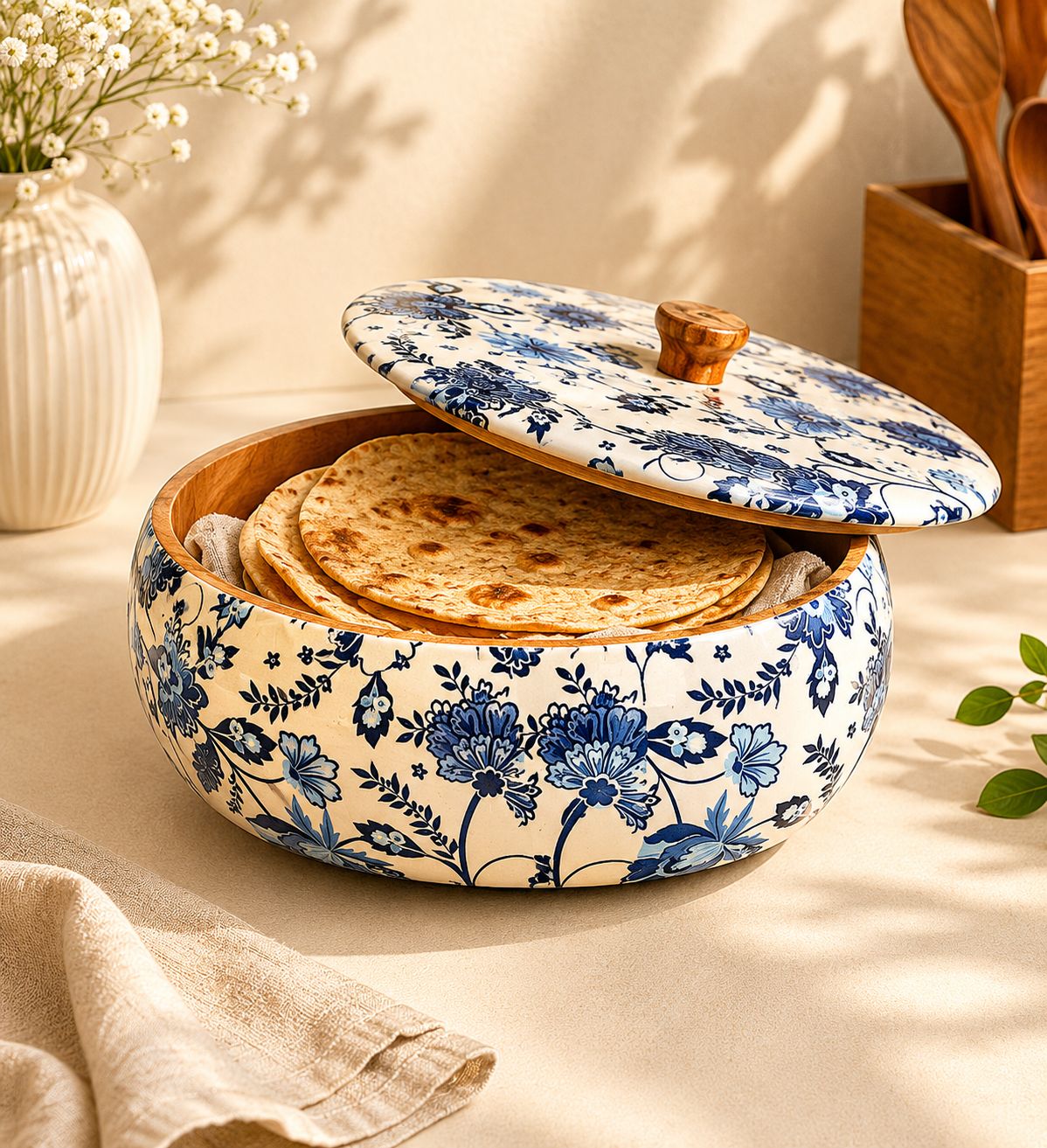 Artisan Mango Wood Roti Box