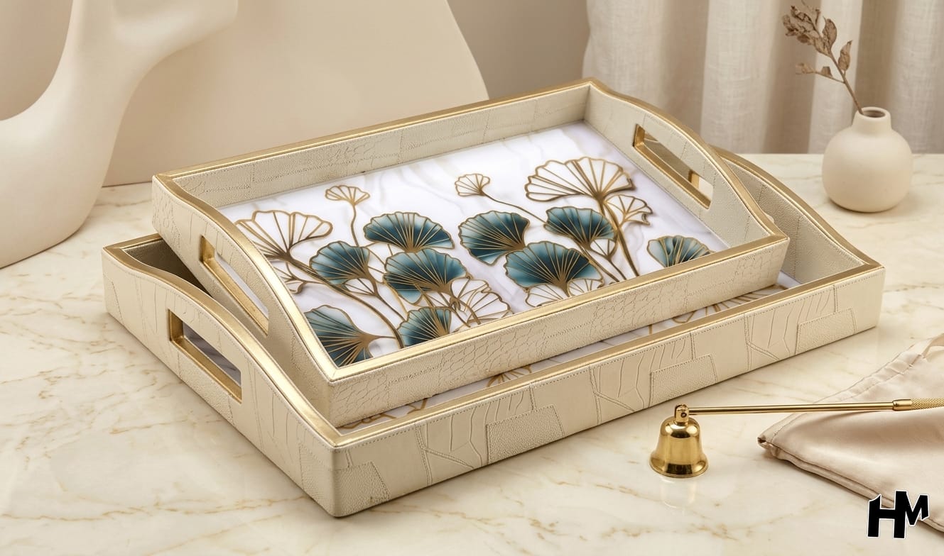 Leatherite Enamel Tray set