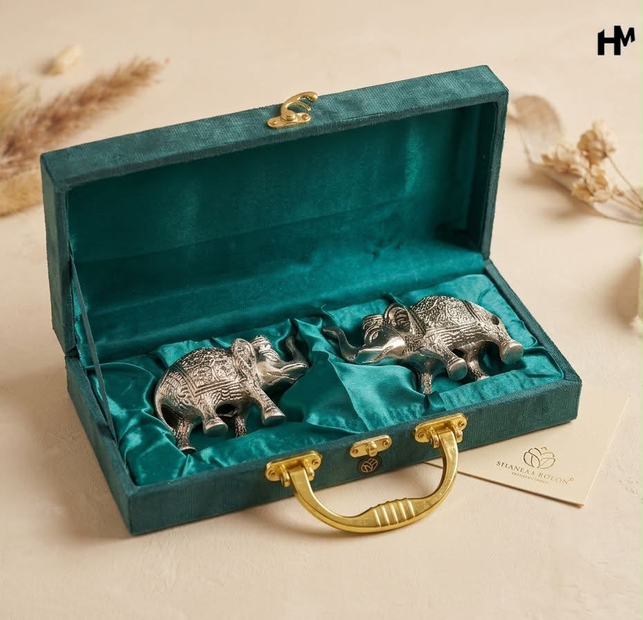 Prosperity Elephant Duo with Velvet Gift Box
