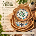 Rattan Cane tray set of 3