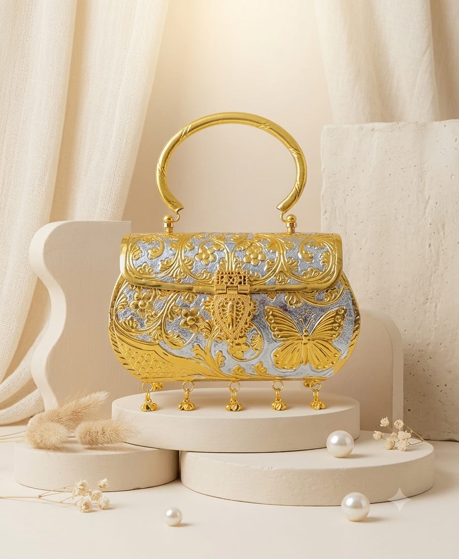 Dual Tone German Silver Clutch
