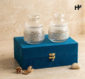 Silver Bloom Storage Jars Set of 2 with Velvet Gift Box