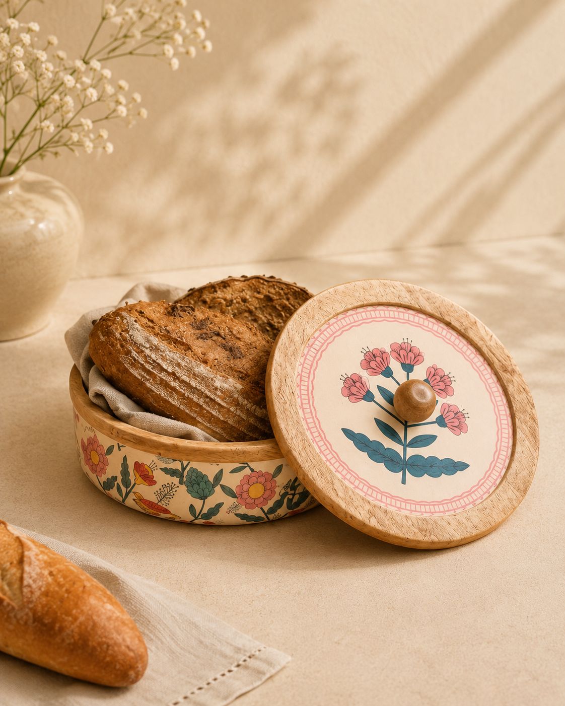 Rustic Charm Mango Wood Roti Box