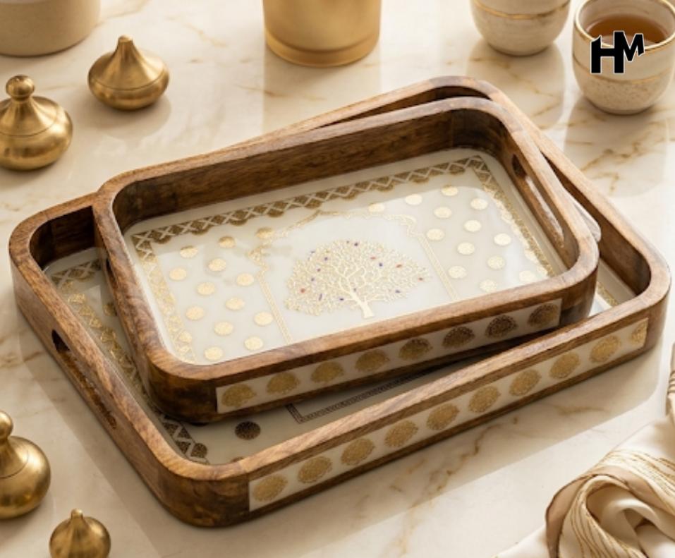 Heritage Mangowood Tray Set (Set of 2)