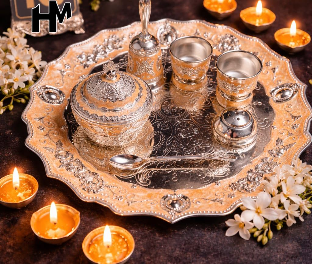 Imported Silver Pooja Thali Set